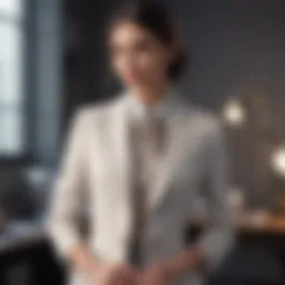 Elegant office attire showcasing blend of classic and modern styles