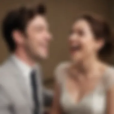 Joyful Laughter: A Candid Capture A candid moment of John Mulaney laughing with his spouse