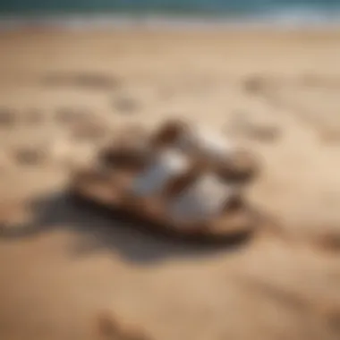 Stylish summer sandals for beach outings Stylish summer sandals on a beach setting