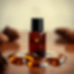 Rich argan oil droplets on a wooden surface