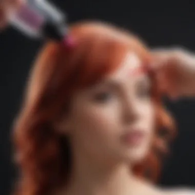 Applying Color Shampoo Effectively Close-up of a hand applying color shampoo to hair, demonstrating the product in use.