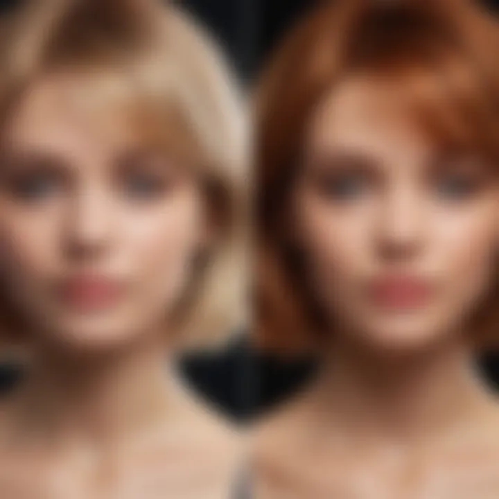 Before and after comparison of hair color enhancement with color shampoo treatment.