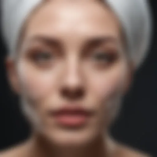 A close-up view of a woman applying a facial mask to cleanse pores.