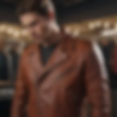 Online Leather Jacket Shopping An online shopping interface showcasing leather jackets for sale