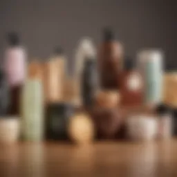 Illustration of various types of conditioners on a wooden surface