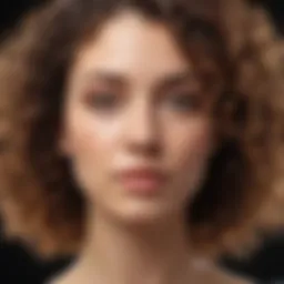 A close-up of curly hair showcasing texture and shine after applying keratin spray.