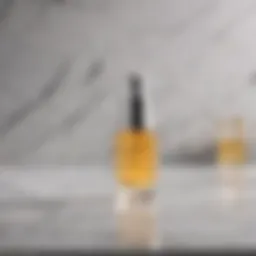 Sleek bottle of retinol serum on a marble countertop