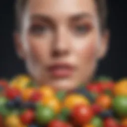 Vibrant fruits and vegetables rich in vitamins for skin health