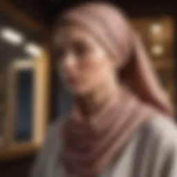 A stylish head scarf draped elegantly around a mannequin