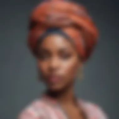 A collection of head wraps arranged artistically to highlight their cultural significance