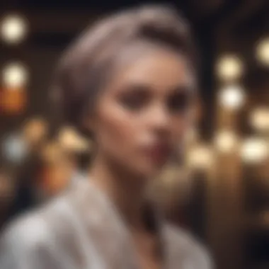 Modern Styling with Head Wrap A model elegantly styling a head wrap in a modern setting