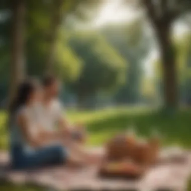 Scenic Picnic for Couples A couple enjoying a scenic picnic in a local park