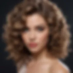 Close-up of curled hair showcasing texture and volume