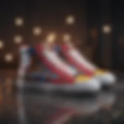 Stylish sneakers showcasing vibrant colors and patterns.