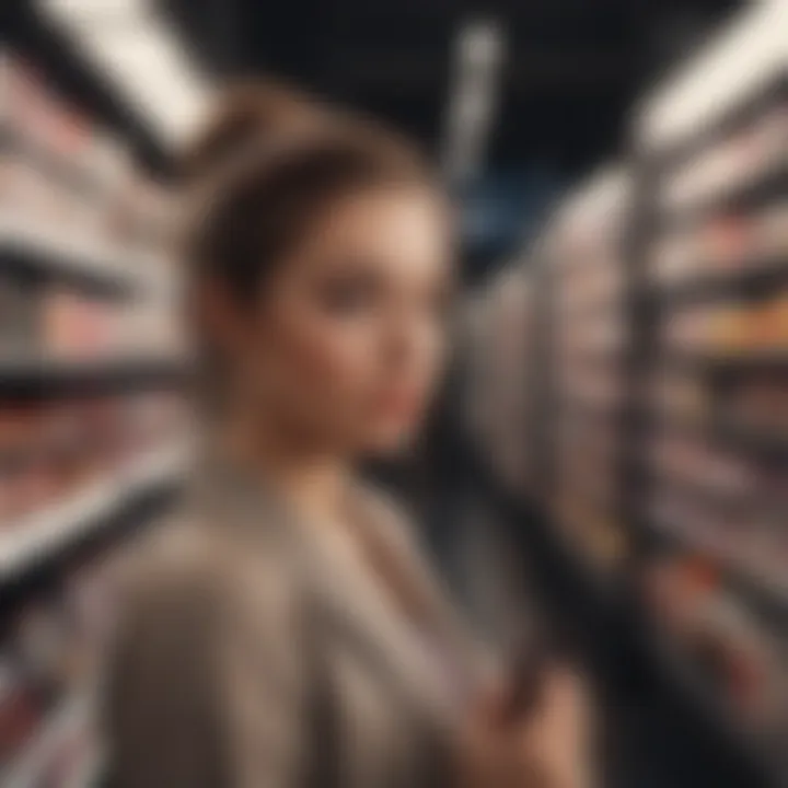 A shopper browsing through makeup deal flyers