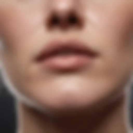 Close-up of chin acne