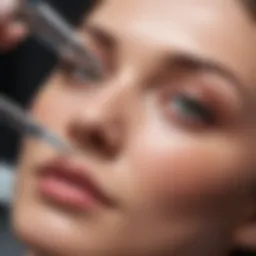 Close-up of a facial treatment showcasing the dermaplaning technique