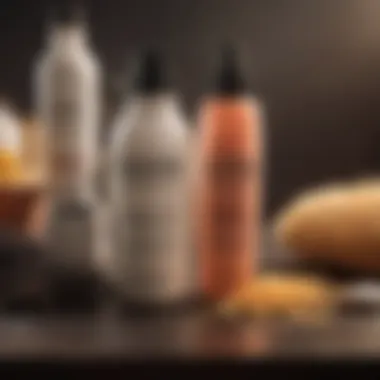 Detangler Ingredient Comparison Comparison of detangler ingredients on a table with labels