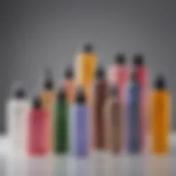 An array of hair toner bottles showcasing various formulations and colors
