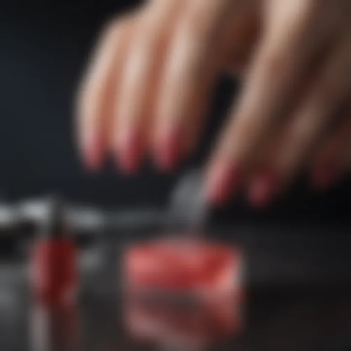 Tools and products essential for applying hot gel nails neatly arranged