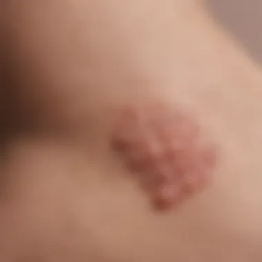 Close-up of ingrown hair bumps on skin