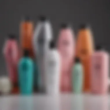 An aesthetically pleasing arrangement of various non-damaging shampoos and conditioners