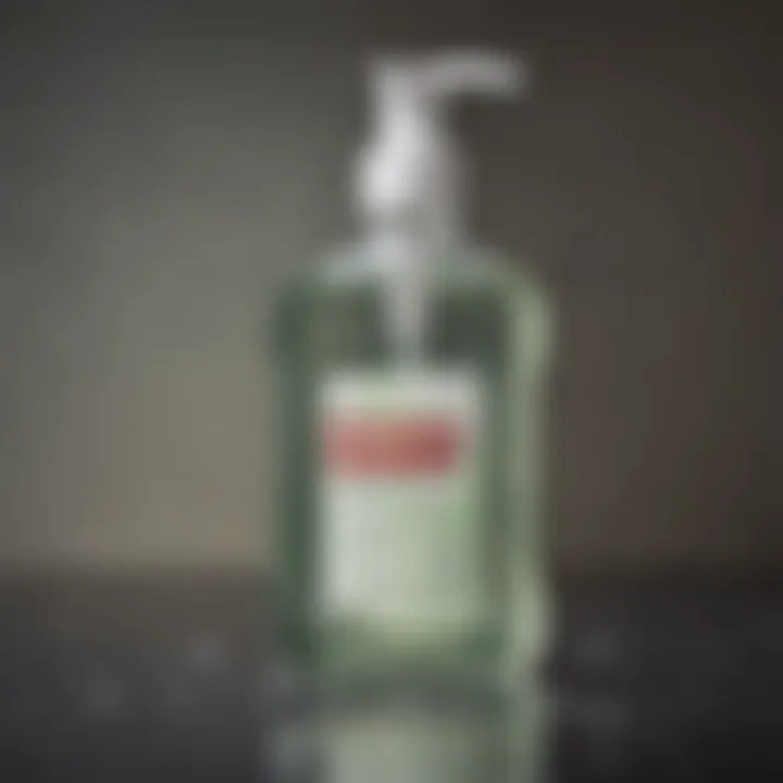 A bottle of liquid soap showcasing antibacterial properties for skin health.