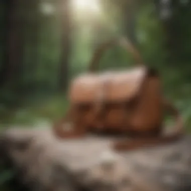 A stylish vegan leather bag displayed in a natural outdoor setting