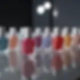 Colorful display of Essie Gel Couture bottles