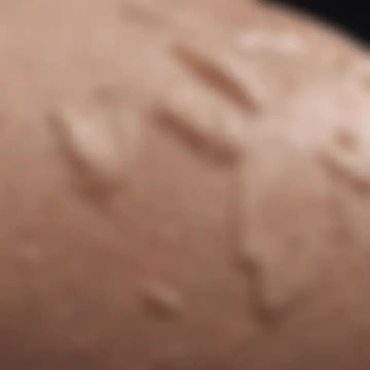 A close-up view of skin firming lotion texture showcasing its creamy consistency