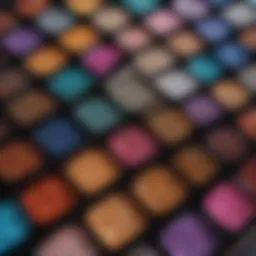 Close-up of Urban Decay glitter eyeshadow in vibrant shades