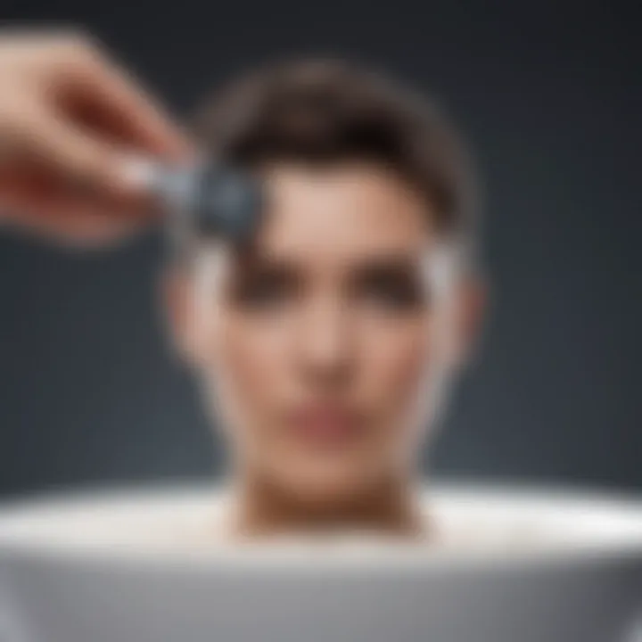 Close-up of hair wax application techniques