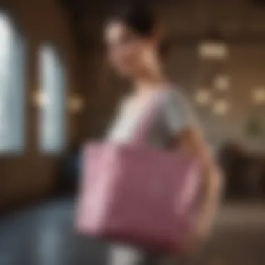 Fashionable Tote in Action Woman carrying a fashionable washable tote in a professional setting