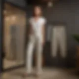 Stylish linen pants displayed in a boutique setting