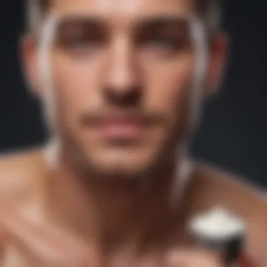 A close-up of skin with a soothing post-shave routine being applied.