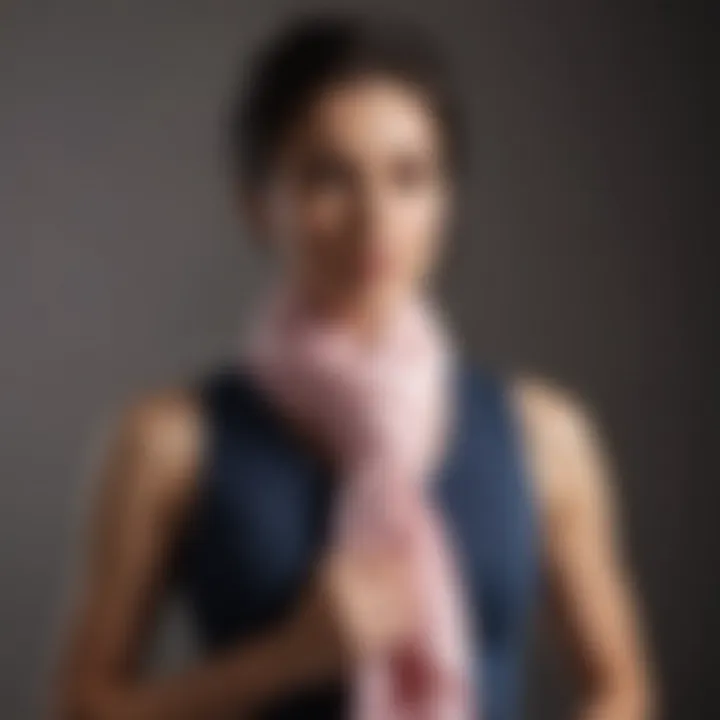 Person tying a workout scarf with a secure finish