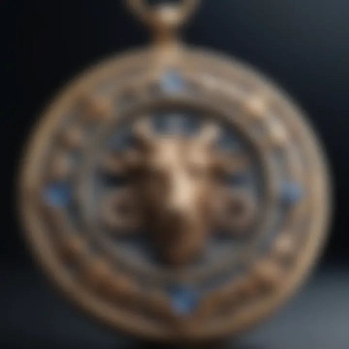 Close-up view of intricate zodiac sign pendant designs showcasing craftsmanship